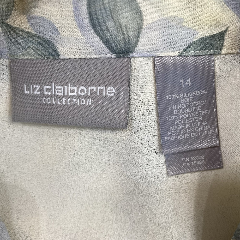 Liz Claiborne Women's Silk Floral Resort Short Sleeve Shirt Size 14 Button Front - Picture 7 of 15